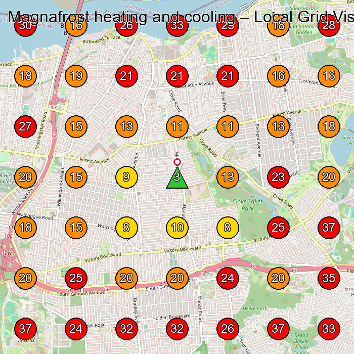 Magnafrost heating and cooling GeoGrid visibility map for Hvac Contractor in Staten Island